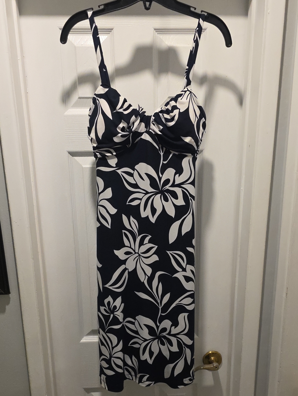 Tommy Bahama Navy and White Floral Print Dress